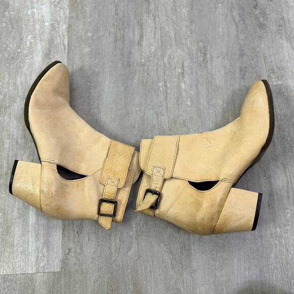 Free People Belleville Leather Ankle BootS Neutral Distressed Size 38 - Picture 6 of 10